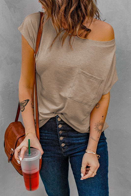 Pocketed Tee with Side Slits | JB Boutique |