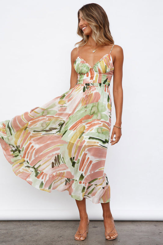 Abstract Spaghetti Strap Maxi Dress | JB Boutique |