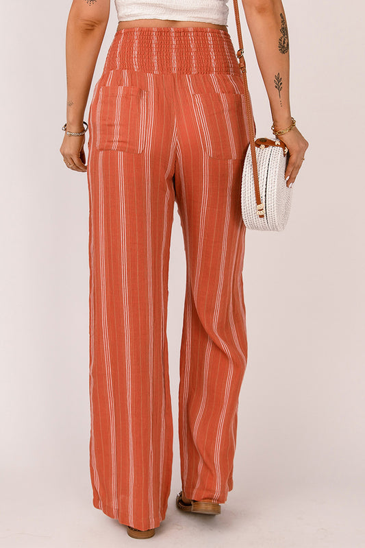 Shirred High Waist Straight Leg Pants | JB Boutique |