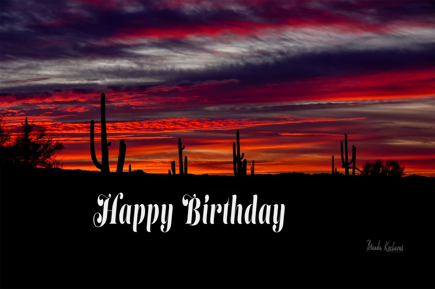 Arizona Saguaro Sunset Happy Birthday Greeting Card