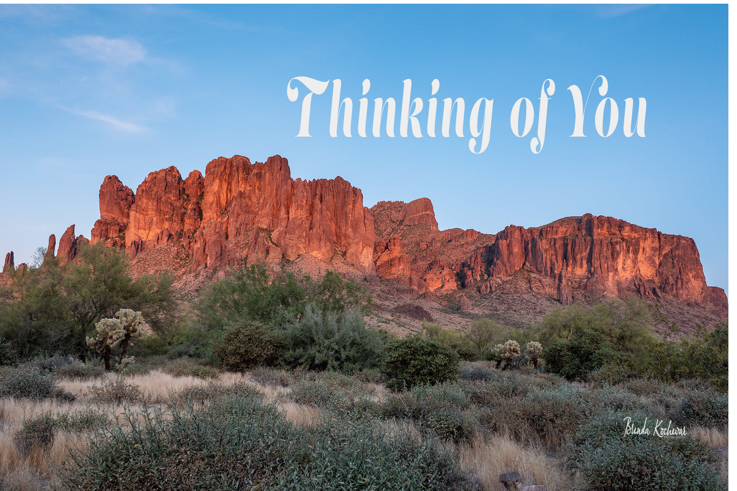 Sunset on Superstition Mountain Thinking of You Greeting Card