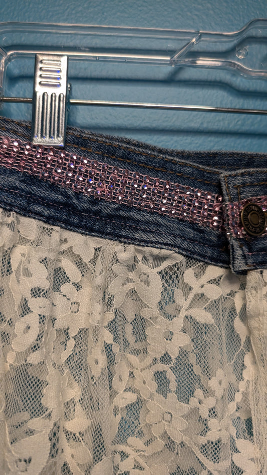 1021 Full Length Lace Skirt - Bougie Denim Couture