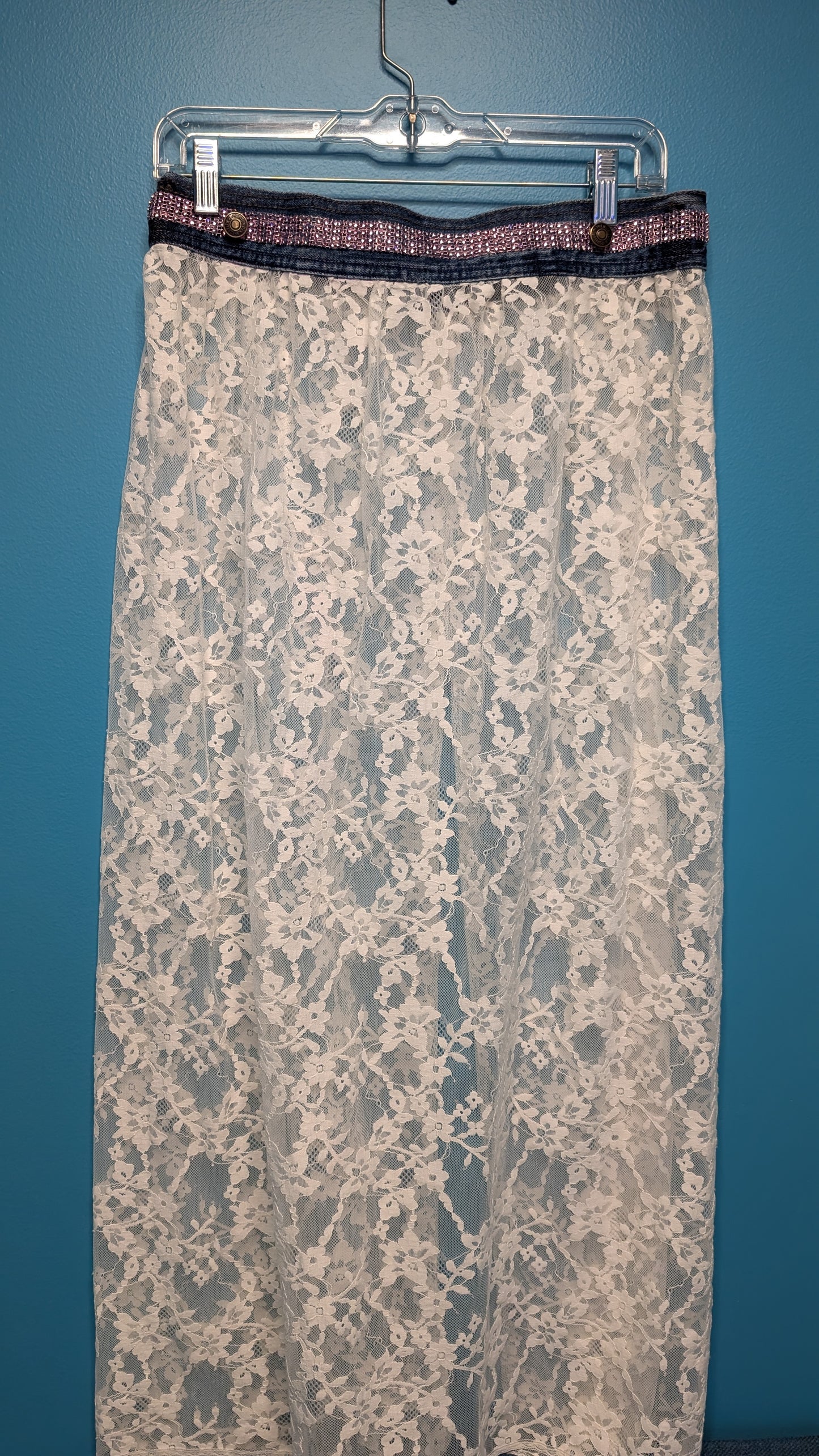 1021 Full Length Lace Skirt - Bougie Denim Couture