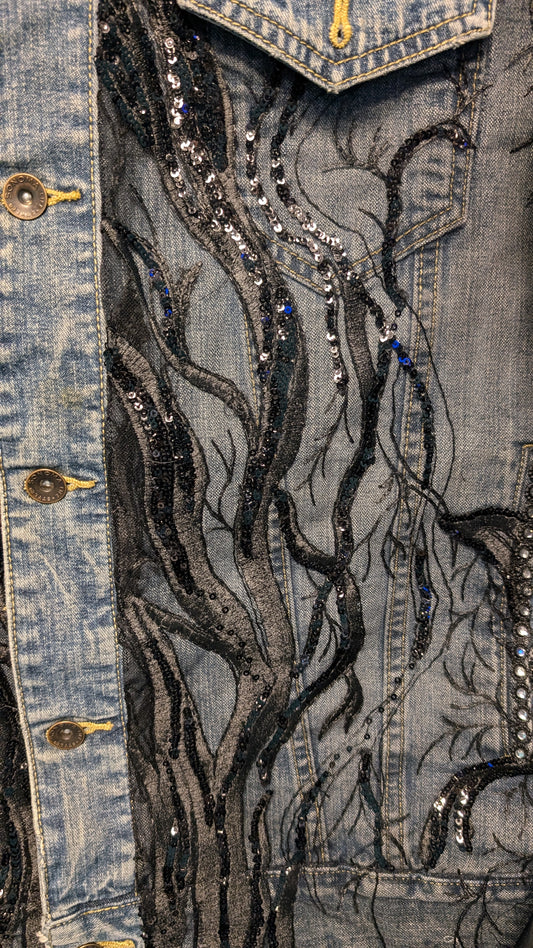 1015 Black Tree Denim Jacket - Bougie Denim Couture