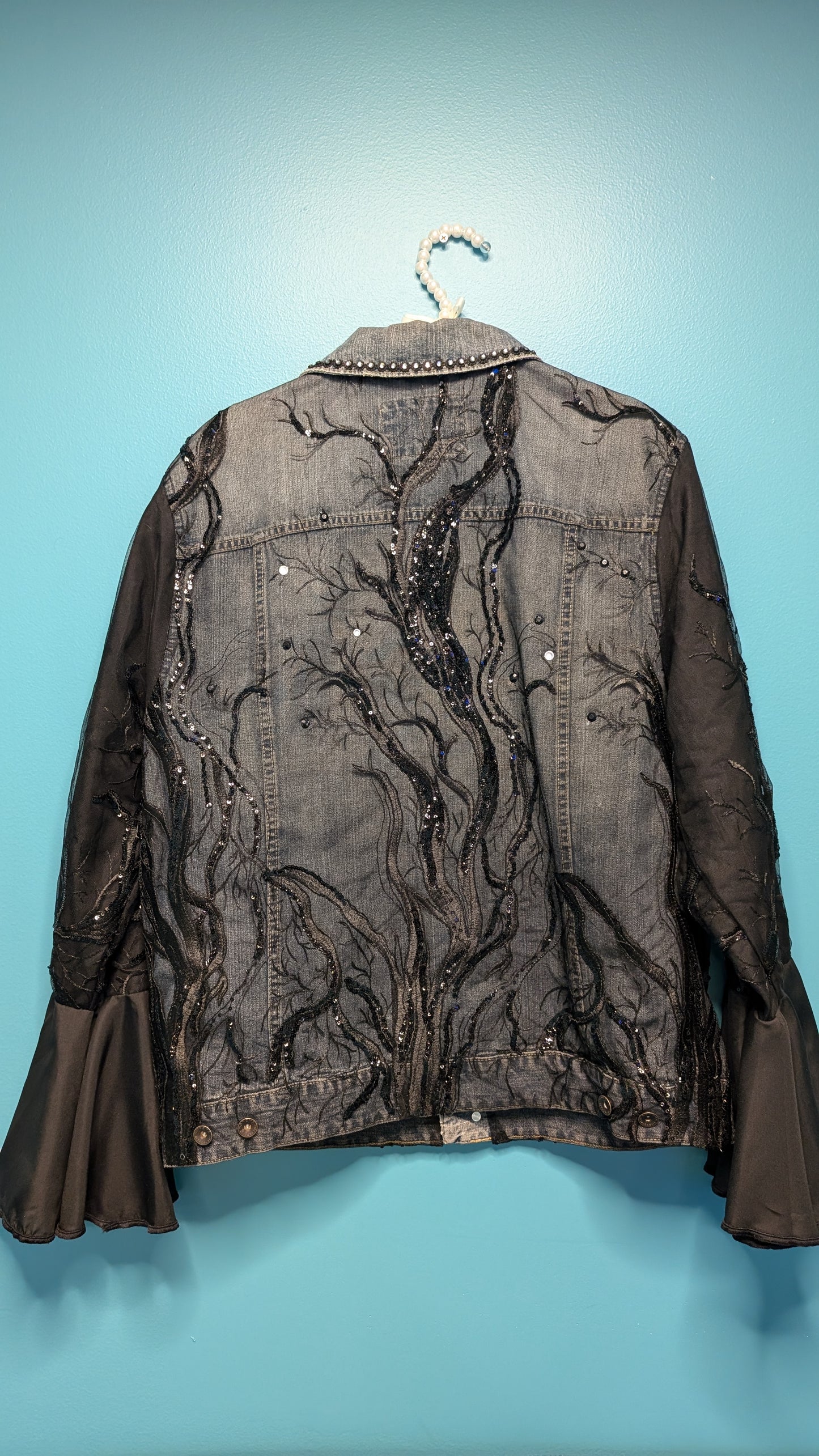 1015 Black Tree Denim Jacket - Bougie Denim Couture