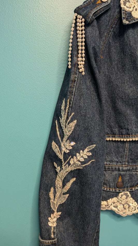 1003 Dark Denim Captain Sleeve - Bougie Denim Couture