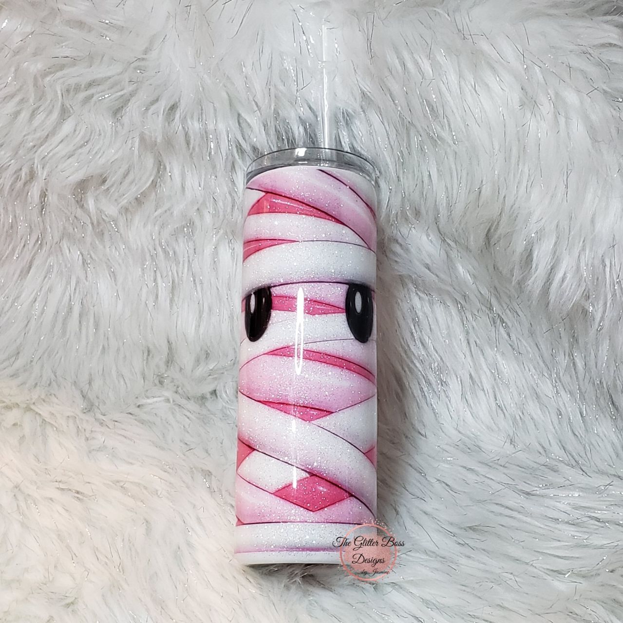 Pink Mummy - 20 oz Skinny - Glitter Boss