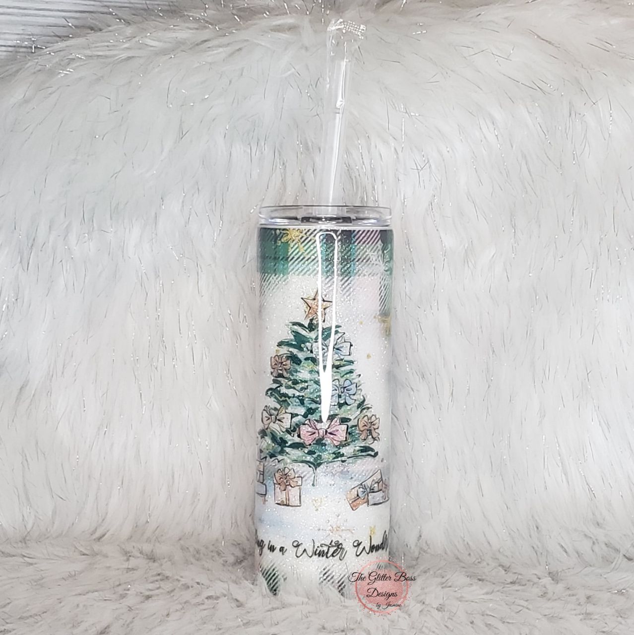 Pink Plaid Winter Wonderland Tree - 20 oz - GB Designs