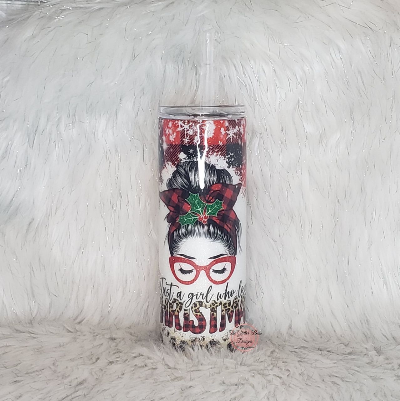 Red Plaid Just a Girl Who Loves Christmas - 20 oz - GB Designs