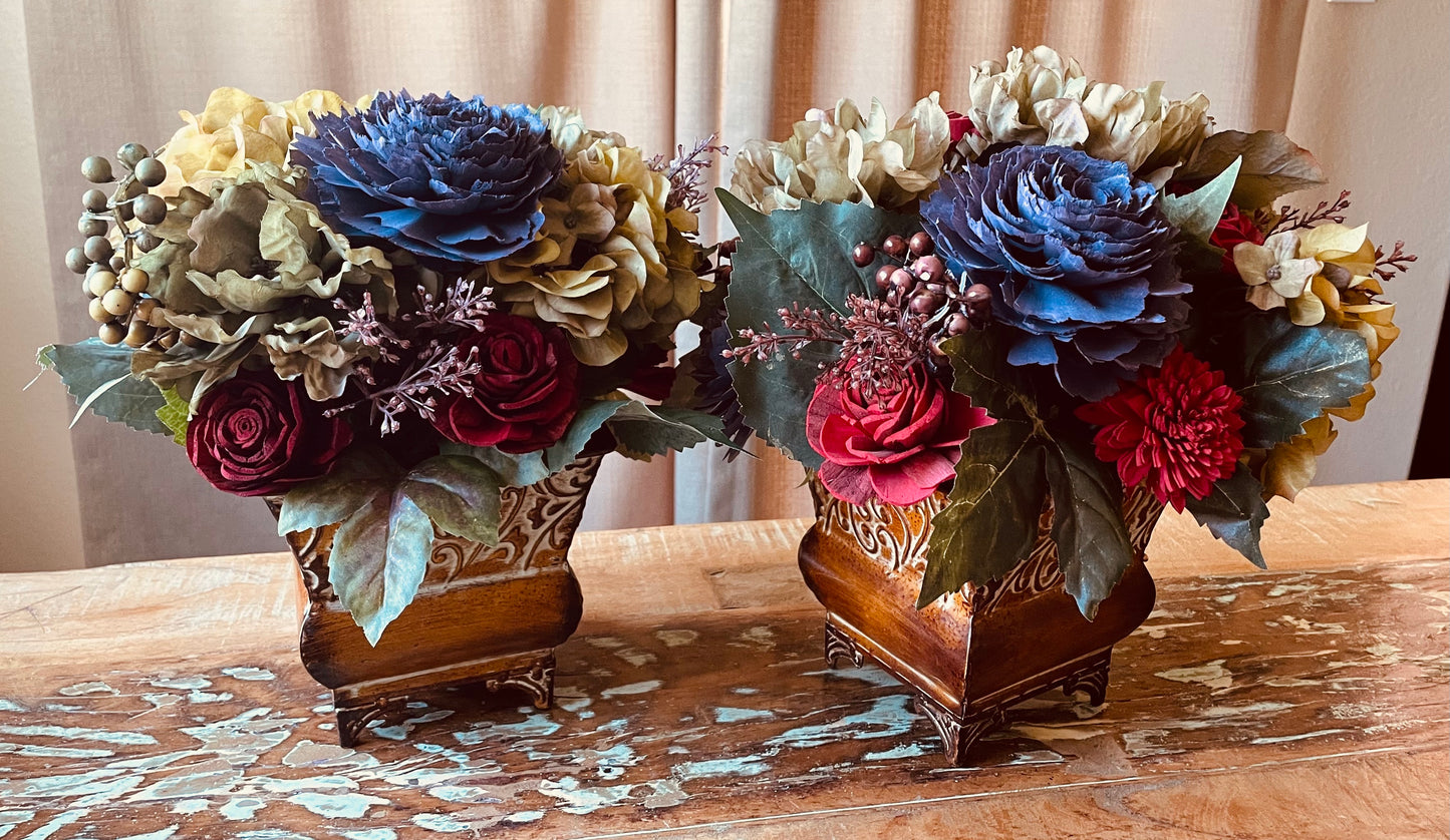 Purple and Red Wood Flower Arrangement - LUNA WOOD FLOWERS