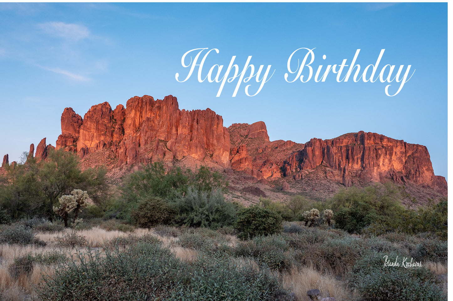 Sunset on Superstition Mountain Happy Birthday Greeting Card