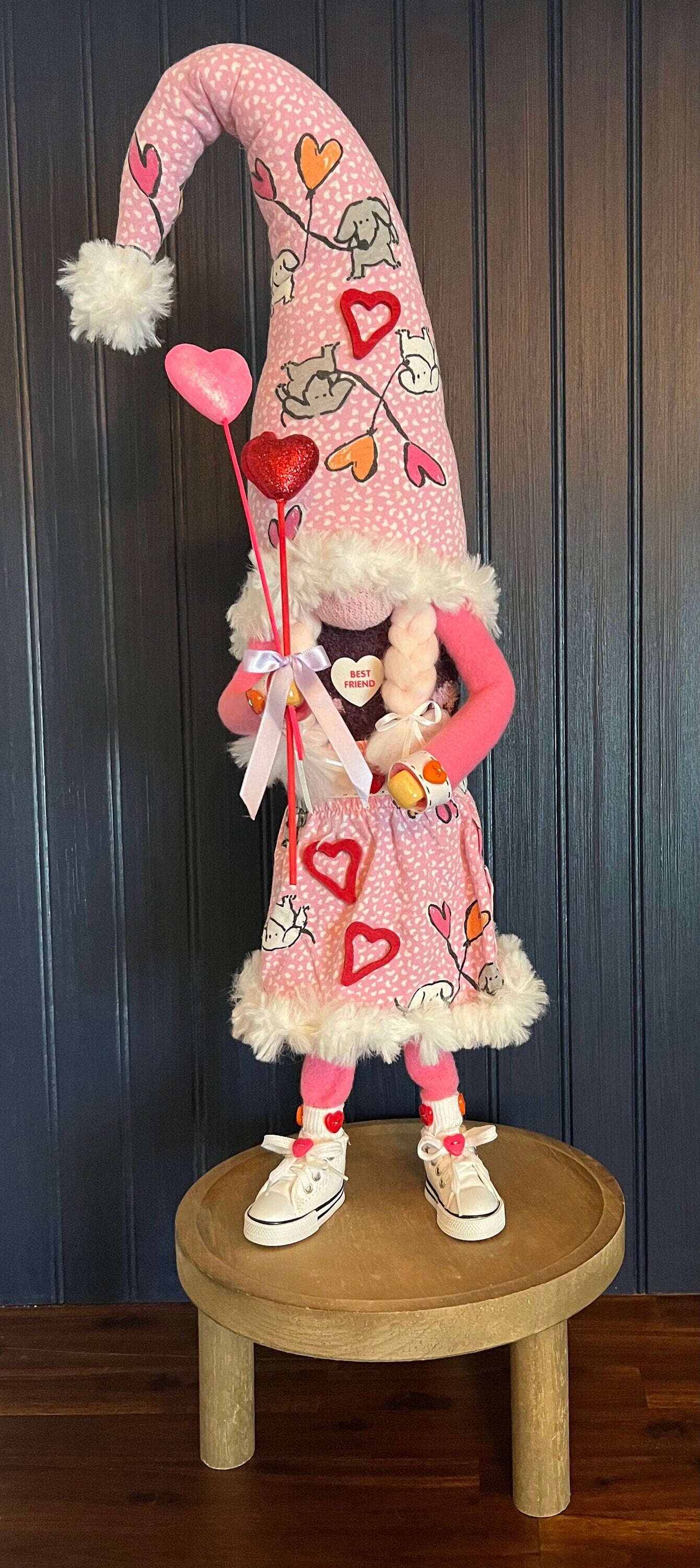 Gnoming Around: Standing Gnome with Dog print & Hearts