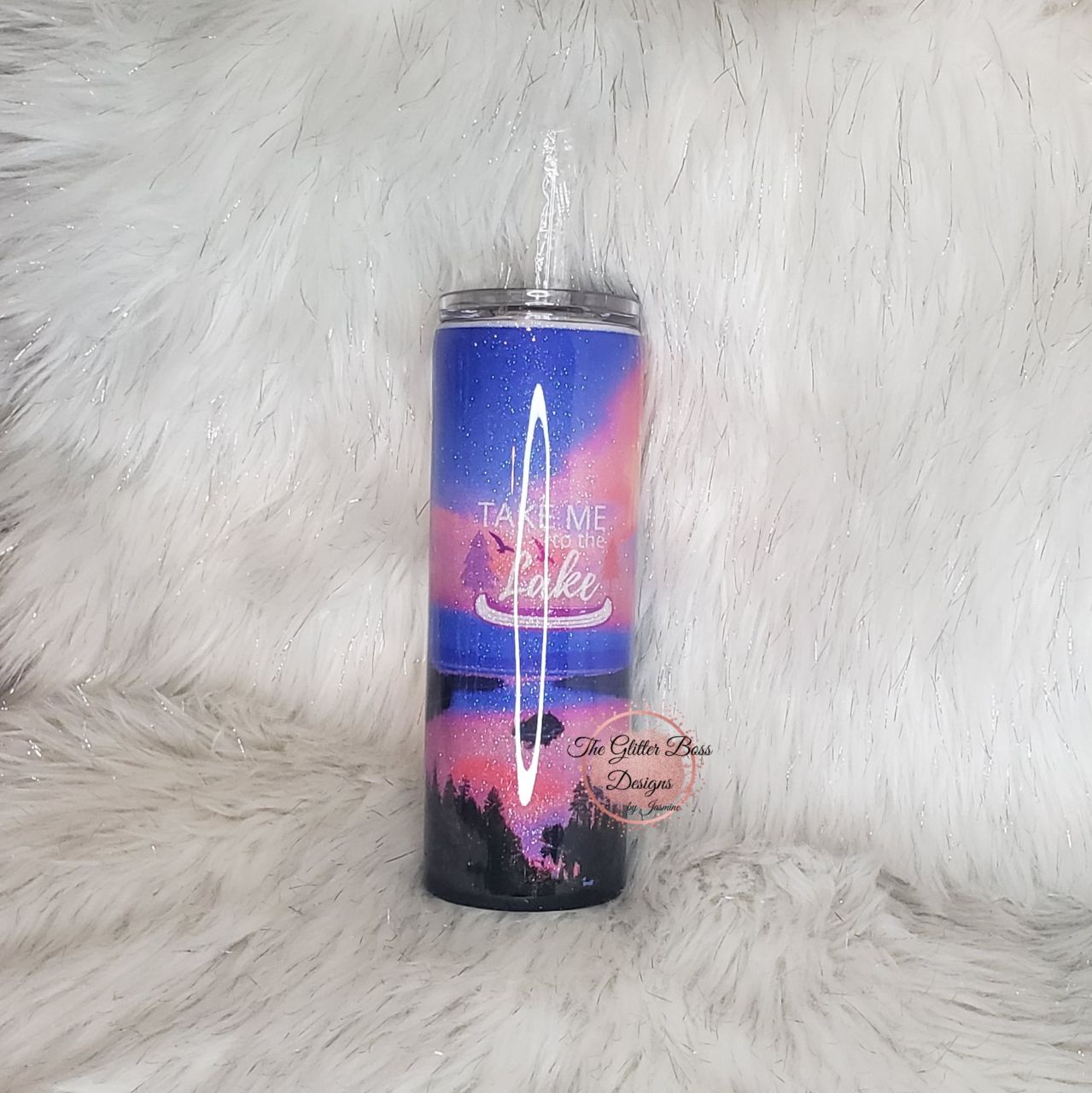 Take Me to the Lake - 20 oz Skinny - Glitter Boss