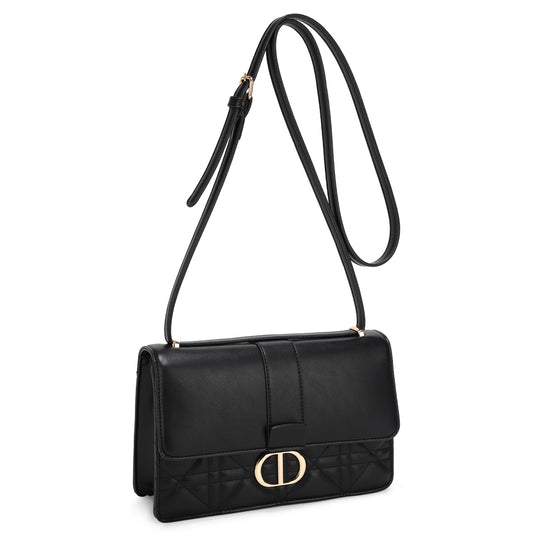 Black Flap Shoulder Bag - Made in Chic