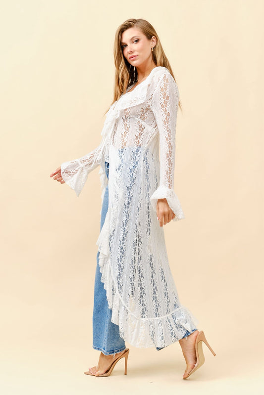 Celeste Sheer Ruffle Lace Duster – Made in Chic