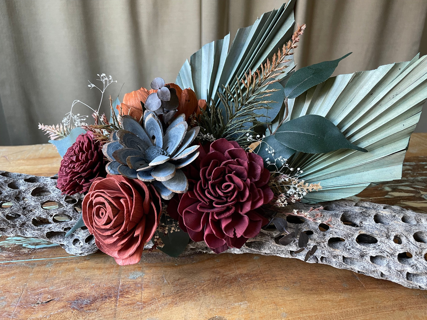 Cholla with Wood Flowers - LUNA WOOD FLOWERS