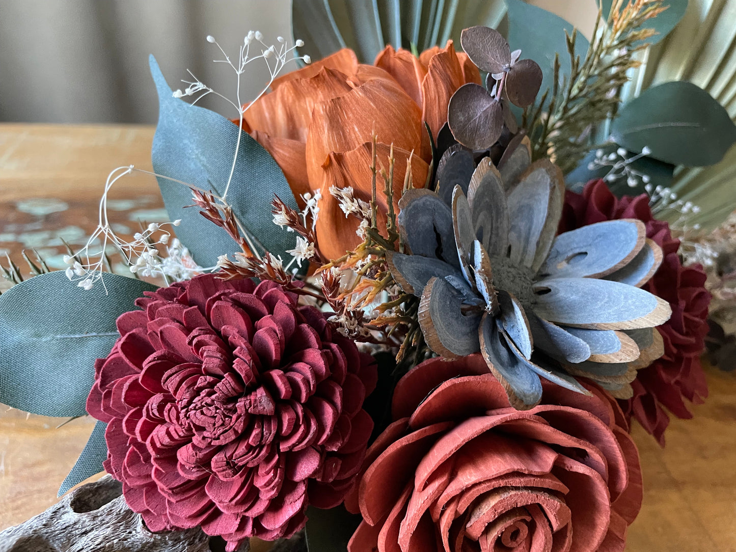 Cholla with Wood Flowers - LUNA WOOD FLOWERS