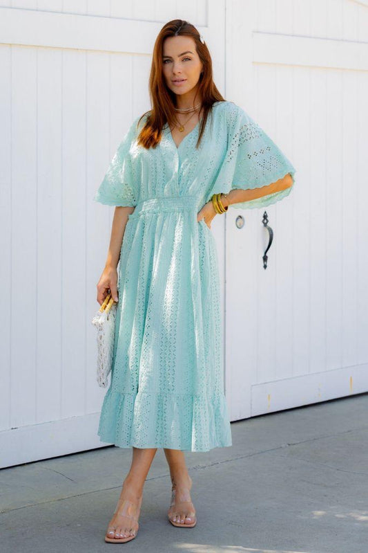 Mint Breeze Eyelet Dress - Made in Chic