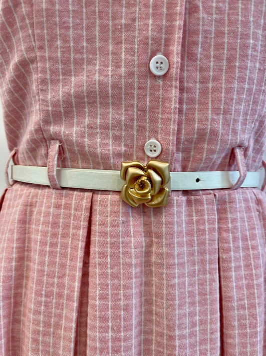 Rosette Stripe Belted Dress - Made in Chic