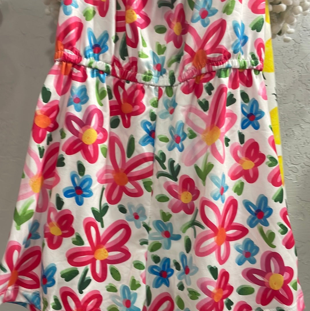 Neon Floral Strappy Romper