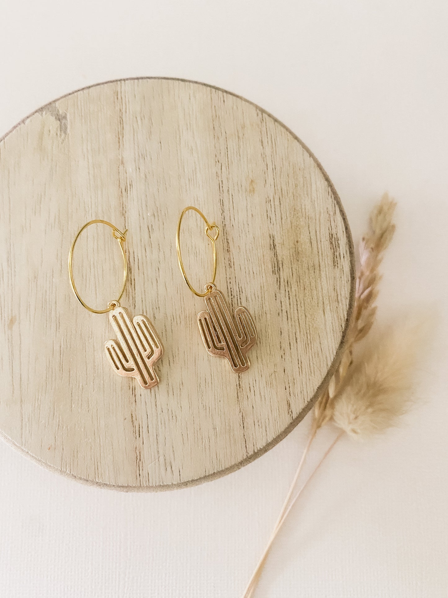 Gold Cactus Hoops- DesertReign