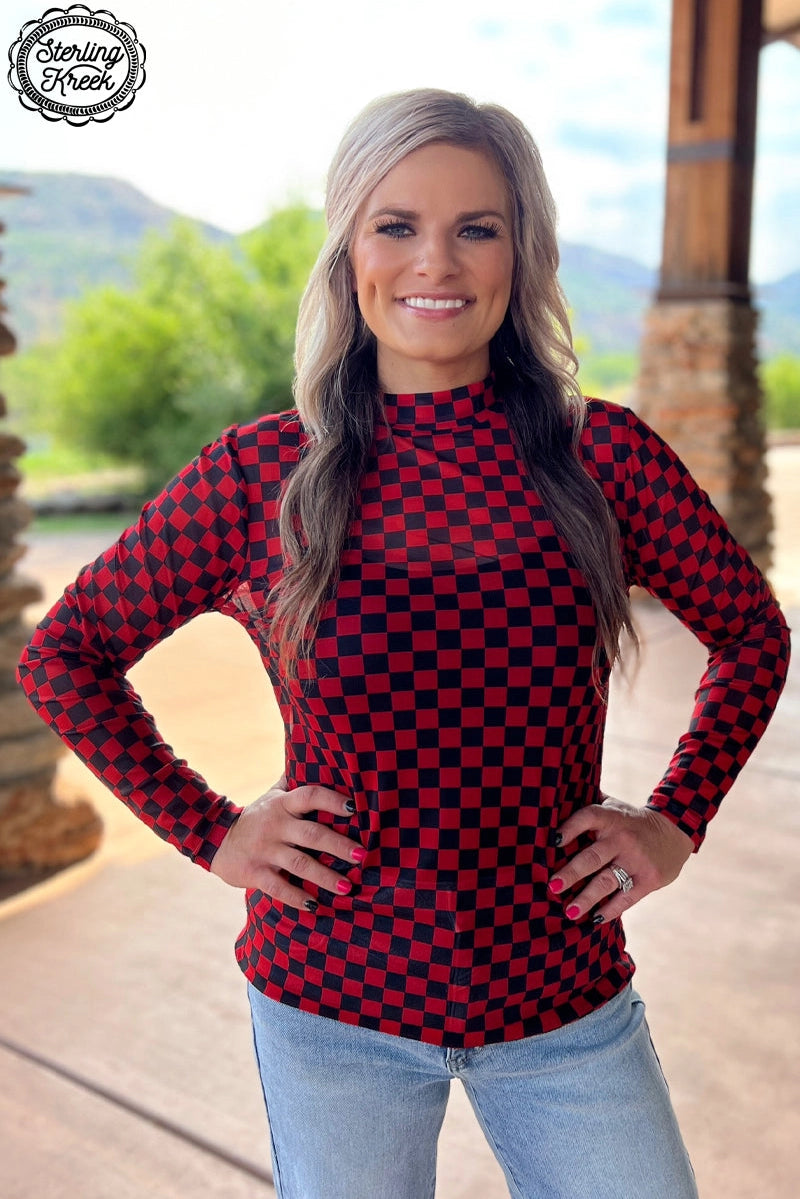 Red and Black Checkered Mesh