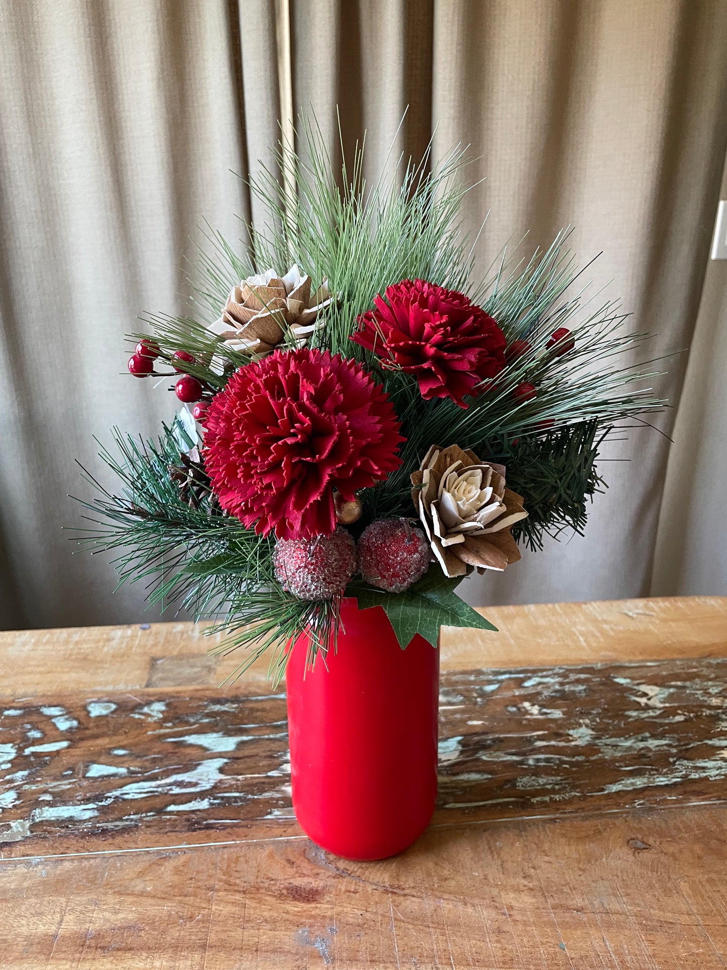 Christmas Mason Jar - LUNA WOOD FLOWERS