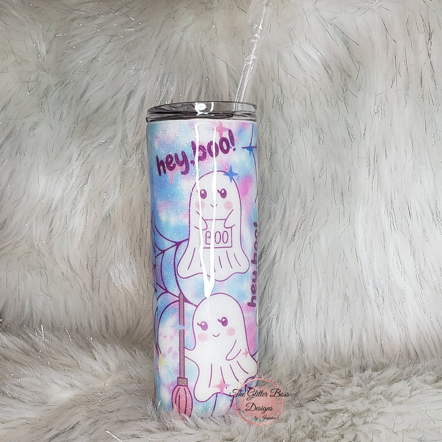 Hey boo! Ghosts - 20 oz Skinny - Glitter Boss
