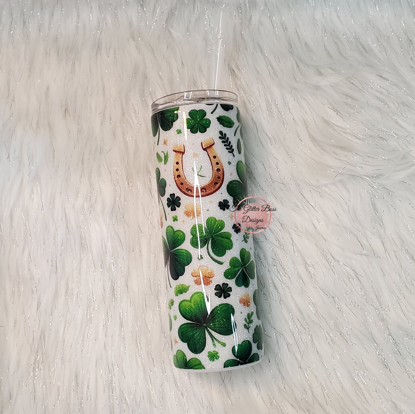 Clovers and Horseshoes - 20 oz Skinny - Glitter Boss