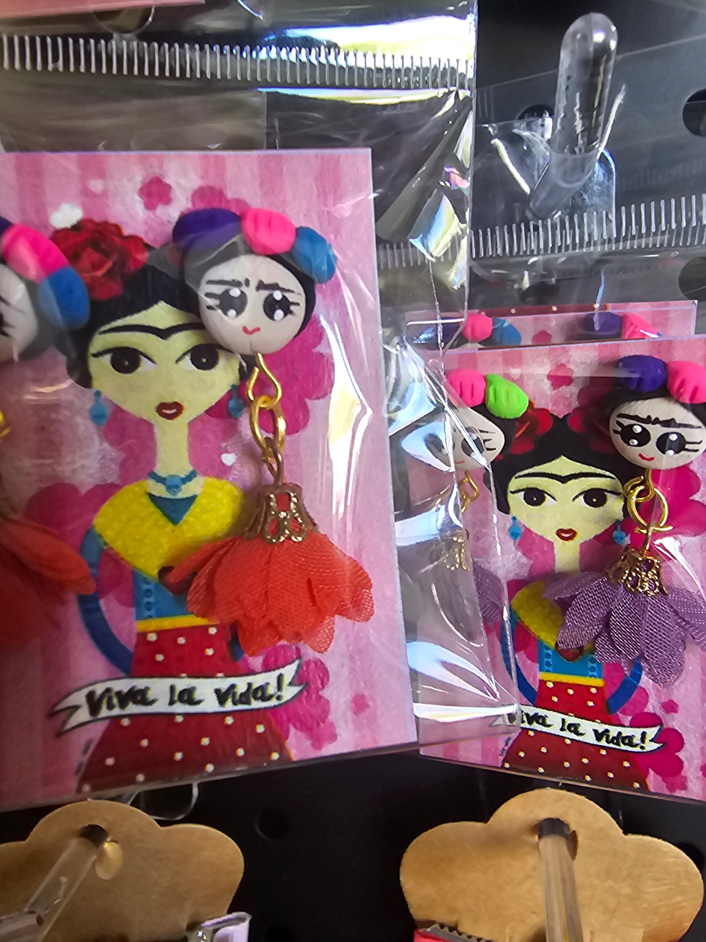 Earrings - Frida Flor Tela Dangling @amorfashionshop