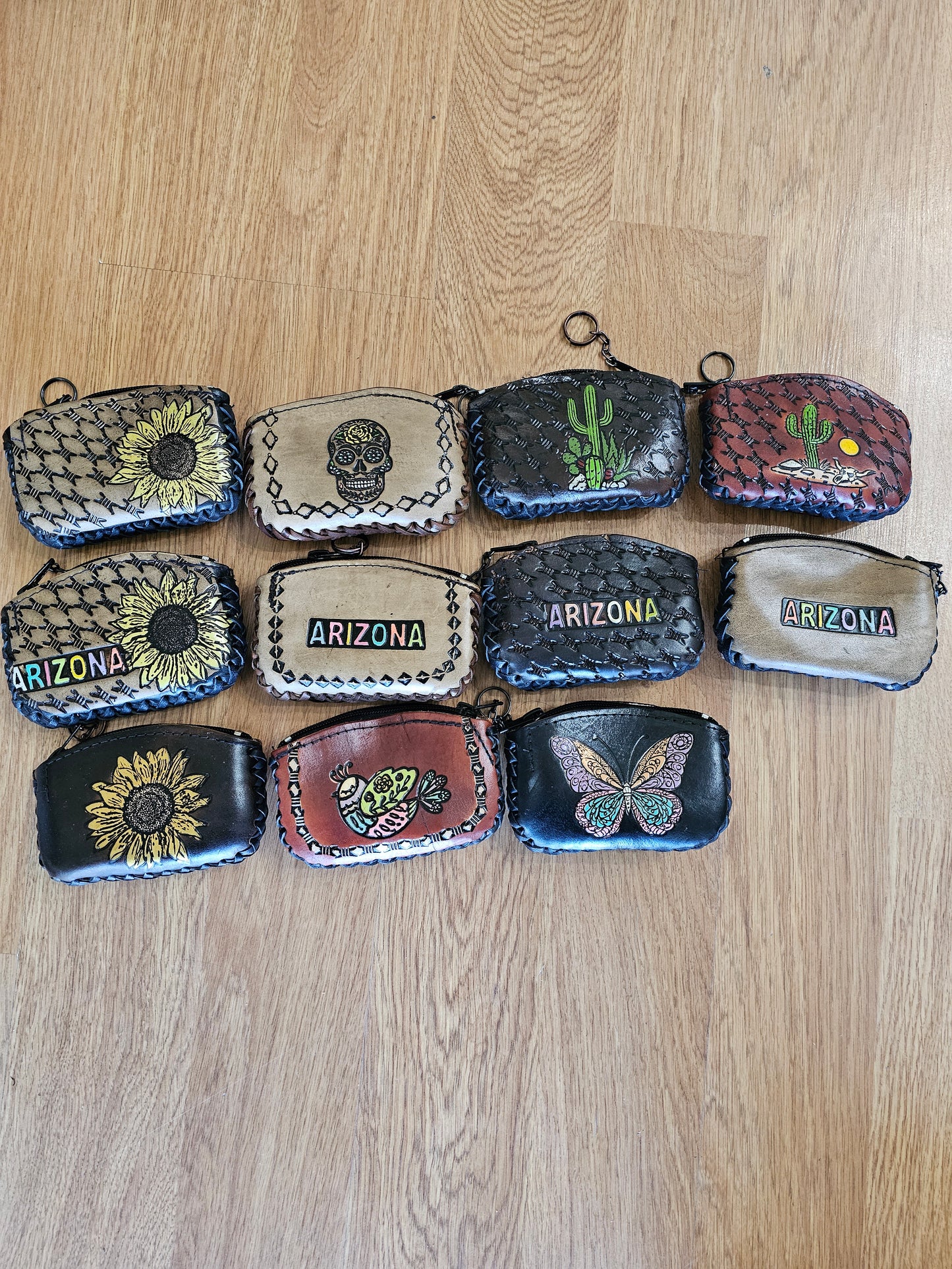 Monedero Arizona Medium - Leather Coin Pouch Key Chain Hand Painted @amorfashionshop.com