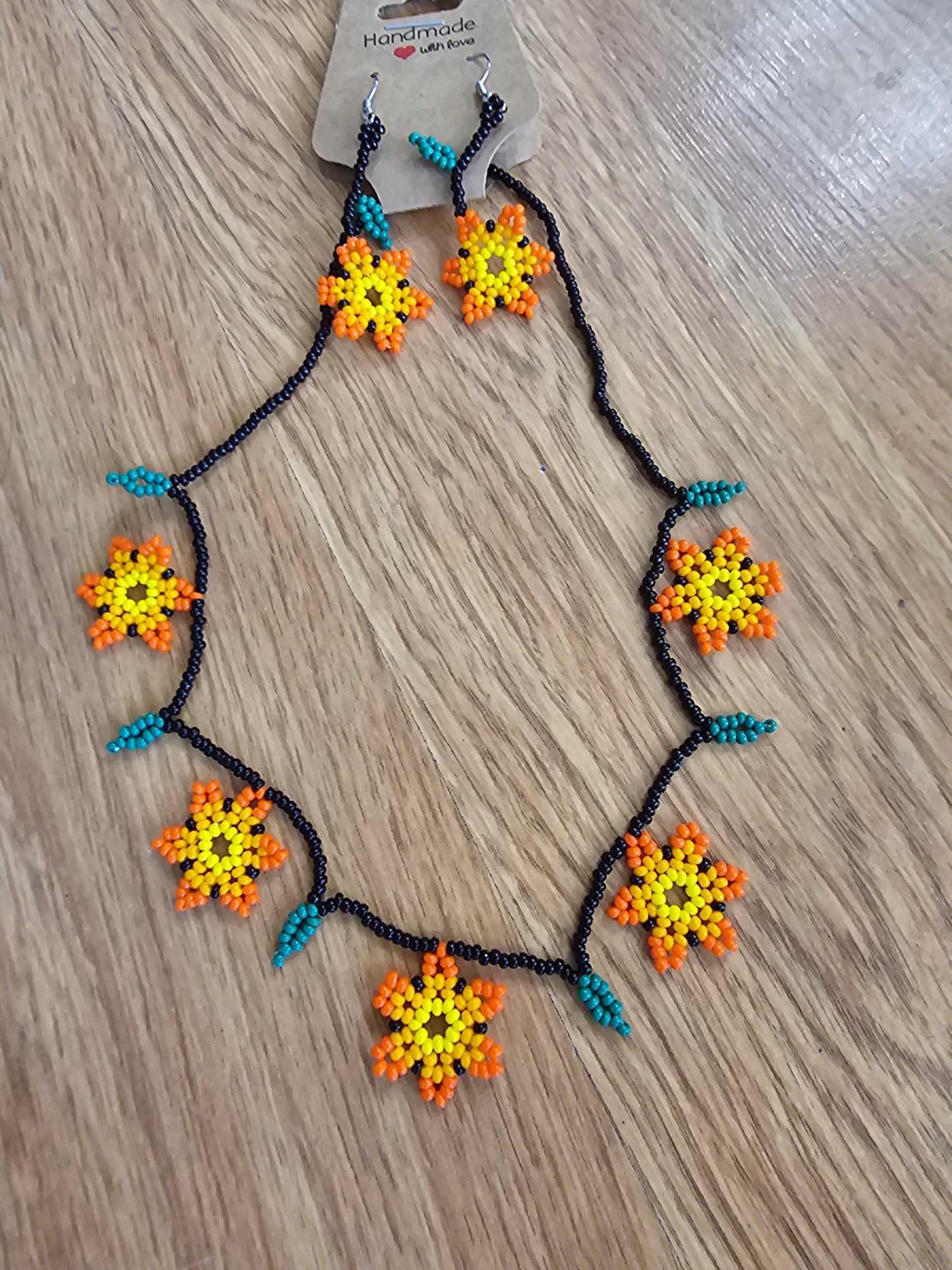 5 Small Beaded Flower Necklace SET with Earrings @amorfashionshop