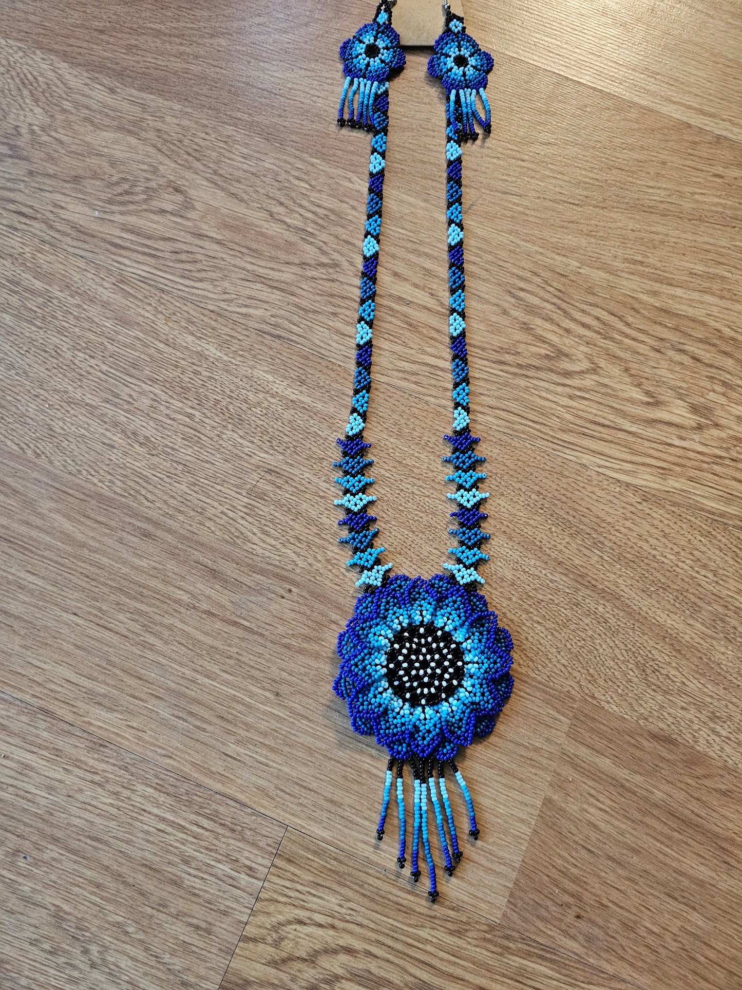 Neckace Huichol 2 Piece SET Flower Beaded Jewelry Chaquira @amorfashionshop