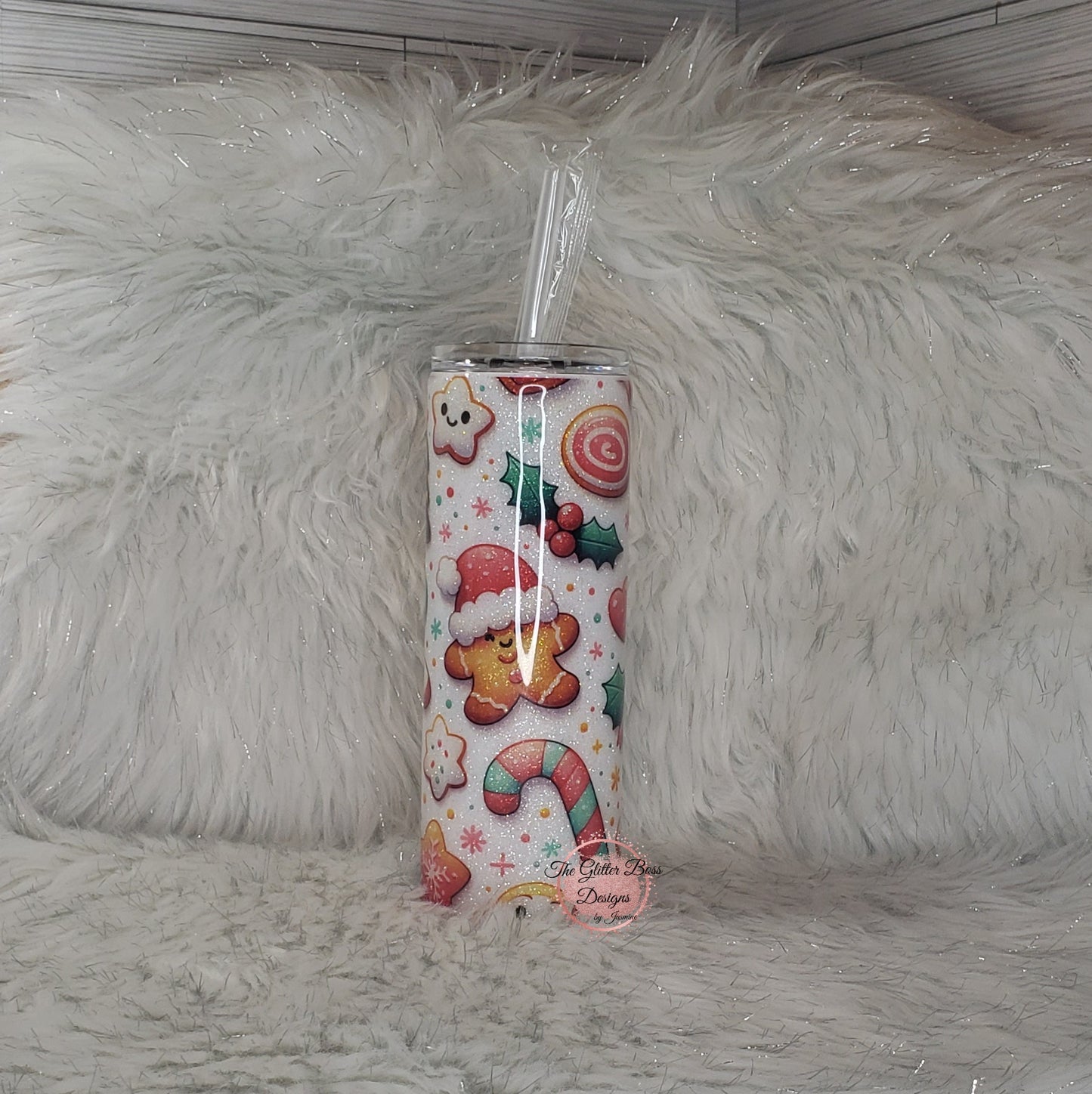 Gingerbread Cookie and Stars - 20 oz Skinny - Glitter Boss - STV