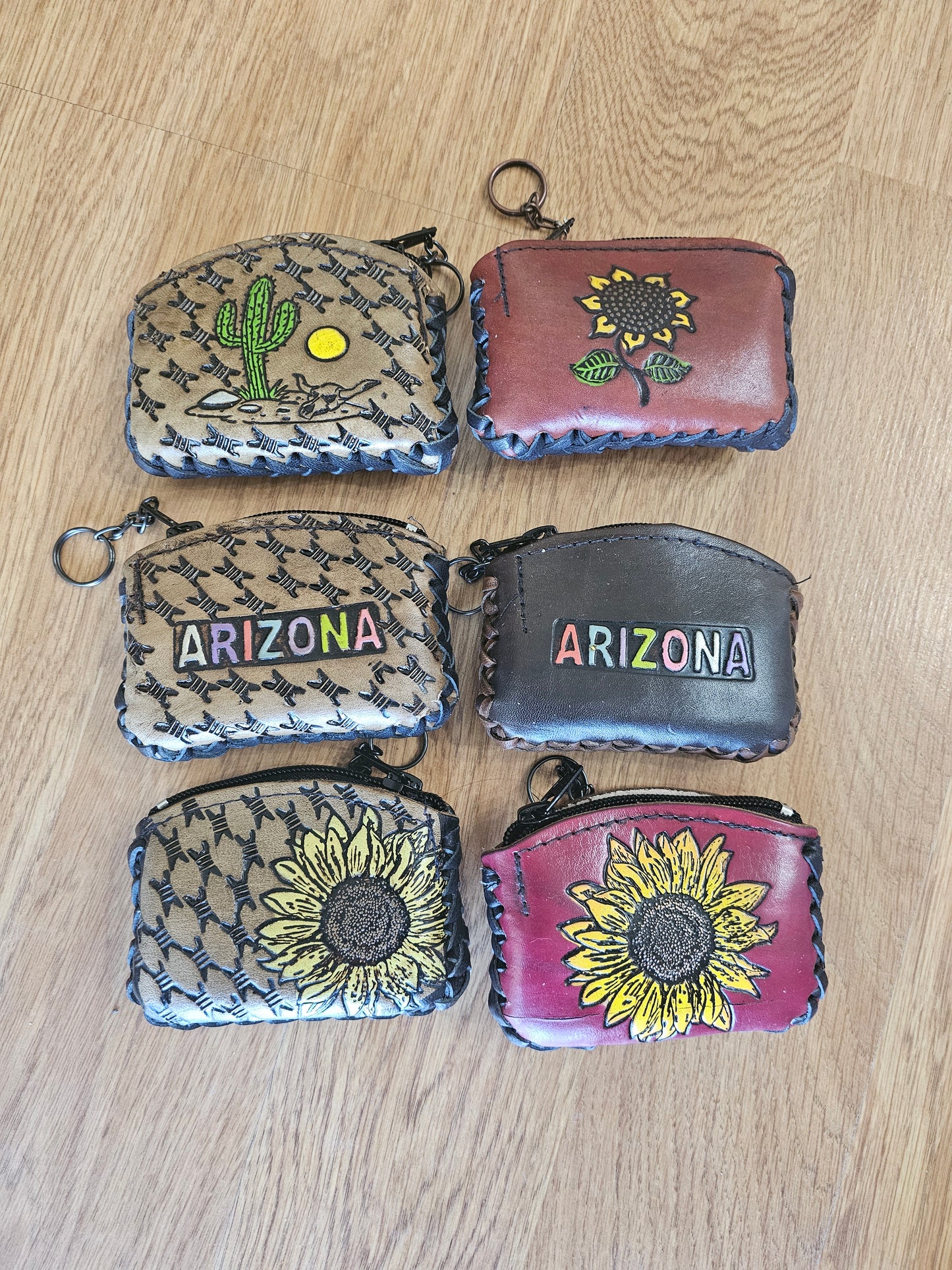 Monedero Arizona Small - Leather Coin Pouch Key Chain Hand Painted @amorfashionshop.com