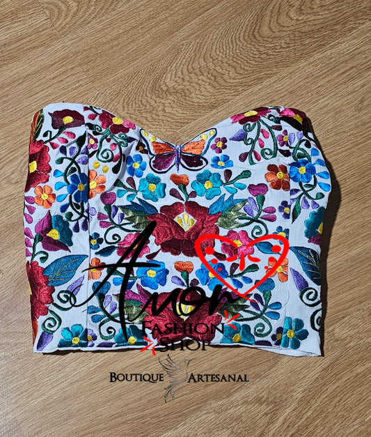 Corset Tube Top Silk Embroidered @Amorfashionshop