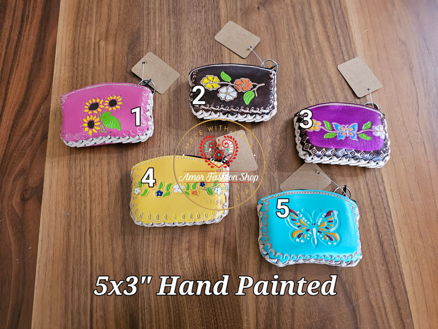 Leather Hand Painted Coin Keychain Bag @amorfashionshop