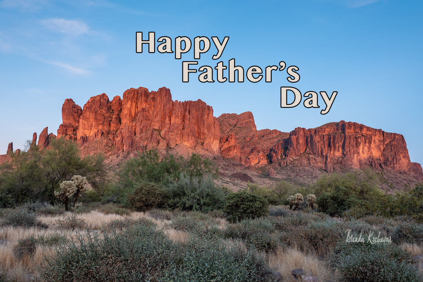 Sunset on Superstition Mountain Father's Day Greeting Card