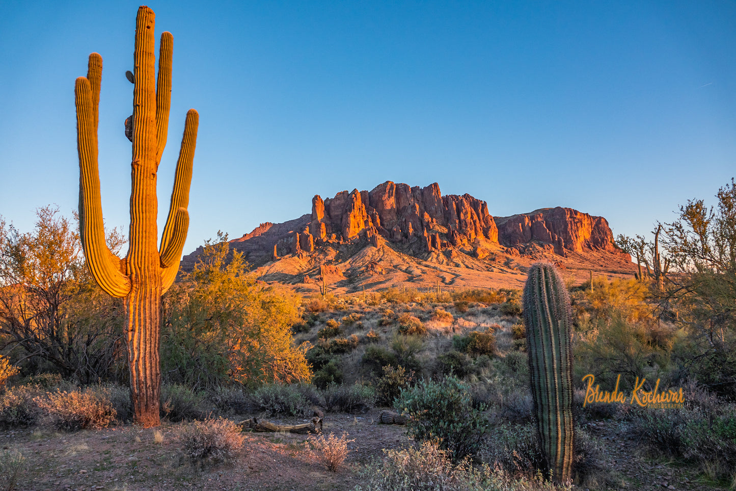Photograph of Superstition Mountain Sunset on a Greeting Card