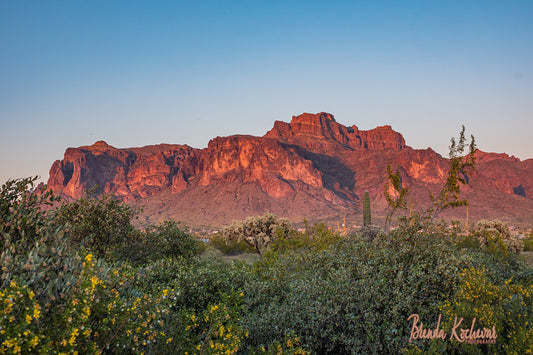 Cougar Shadow on Superstition Mountain Sunset Matted Print 7” x 5”