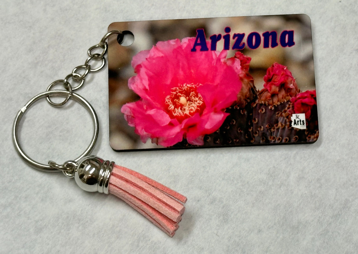 Pink Cactus Bloom Keychain