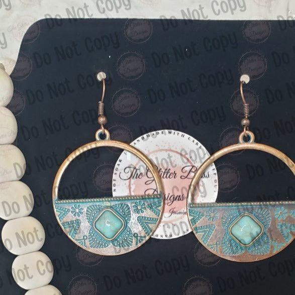 Bronze and Blue Brushed Earrings - GBD