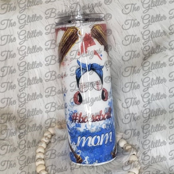 #baseball Mom - 20 oz Skinny - Glitter Boss