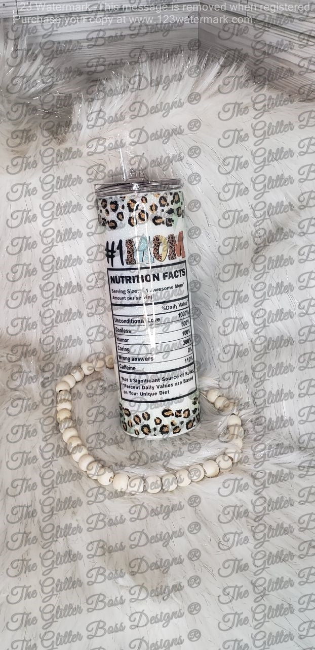 Leopard Print Best Mom Ever - 20 oz Skinny - Glitter Boss