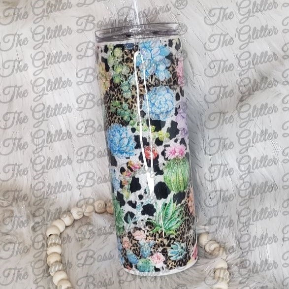 Succulents - 20 oz Skinny - Glitter Boss