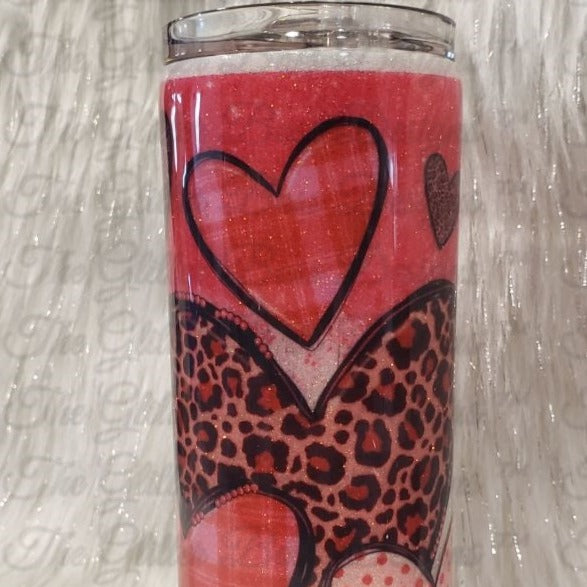 Leopard and Plaid Hearts - 20 oz - GB Designs