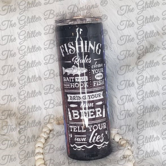 Fishing Rules - 20 oz Skinny - Glitter Boss