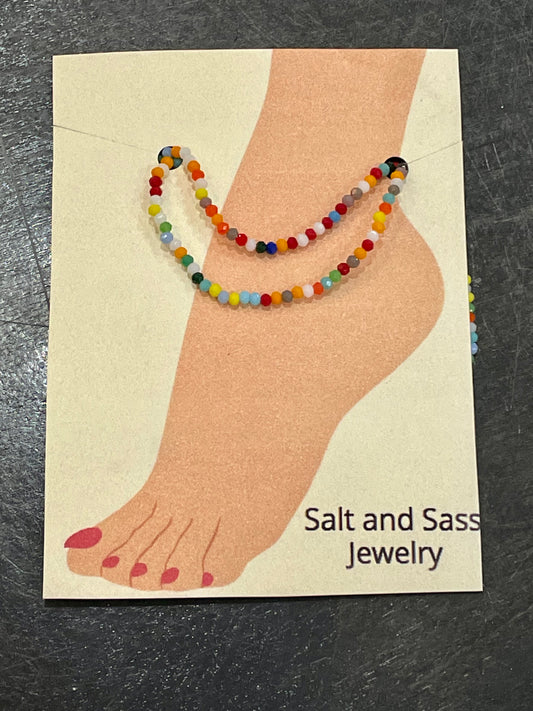 Stretch Ankle Bracelet - Salt And Sass- Rainbow