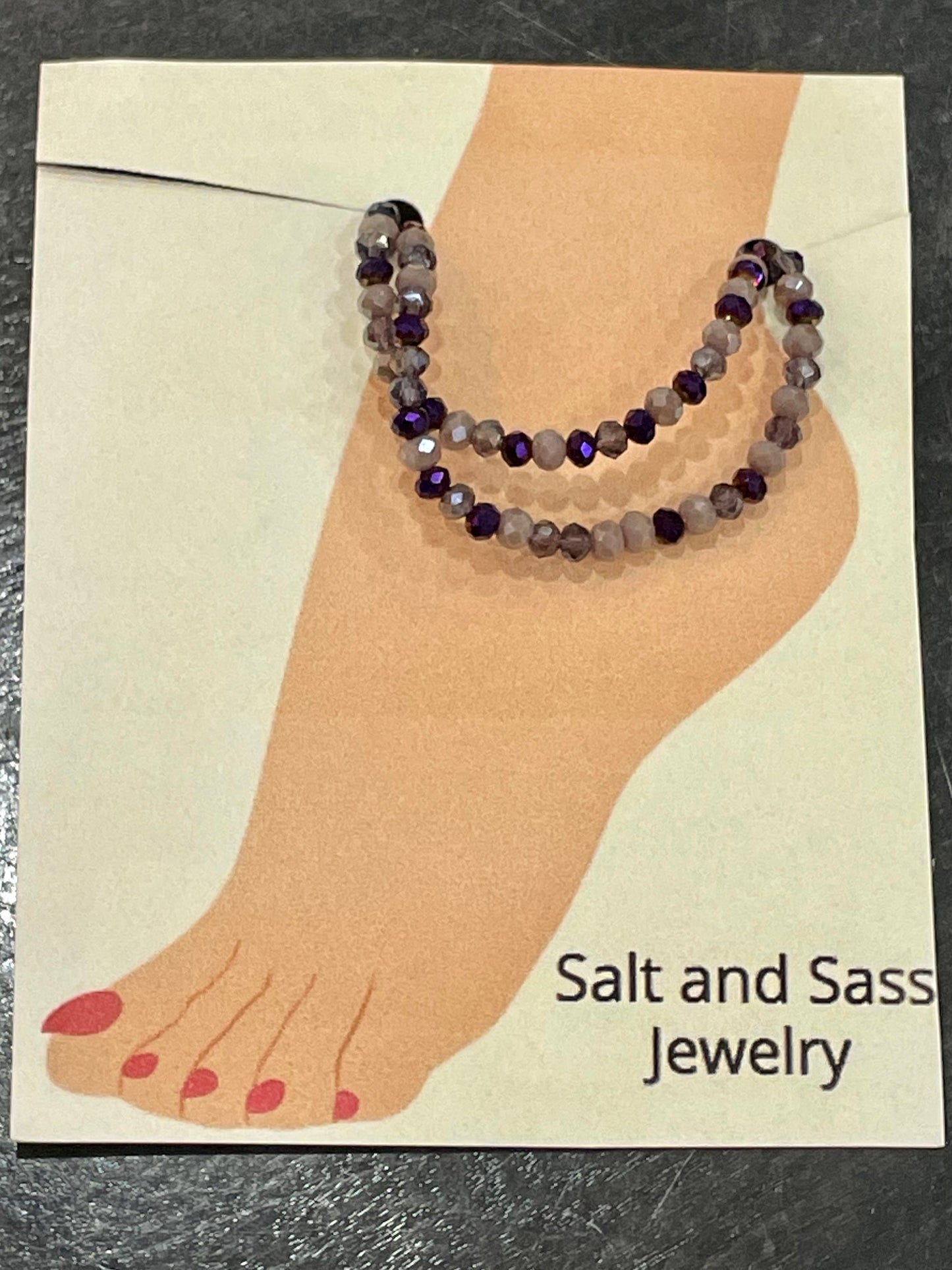 Stretch Ankle Bracelet- Salt and Sass- Deep purple