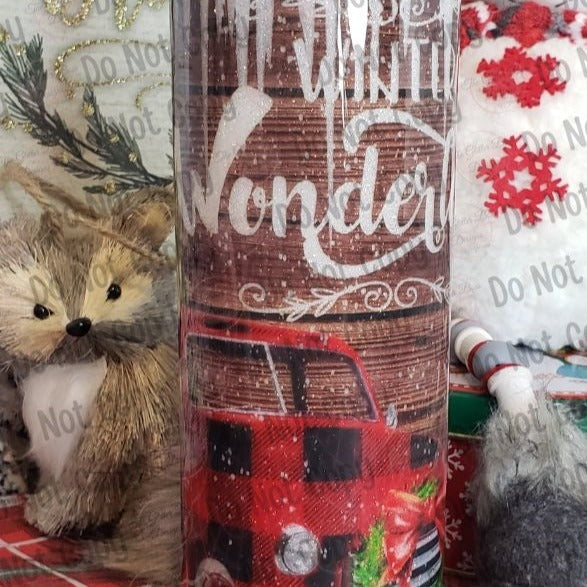 Shiplap Winter Wonderland with Vintage Truck - 20 oz Skinny - GB Designs